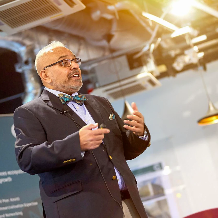 Business leader speaking during a corporate networking session